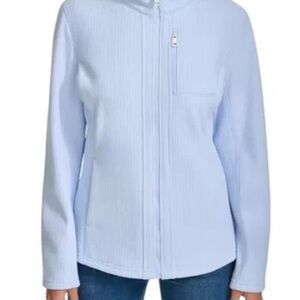 Andrew Marc Sky Blue Ribbed Collar Jacket